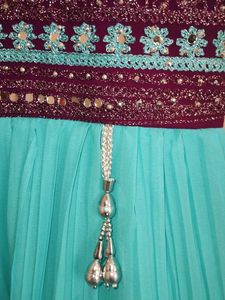 Offer Turquoise- Purple MirrorWork Gown Girls12-16