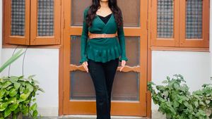 Green Knit Peplum Top