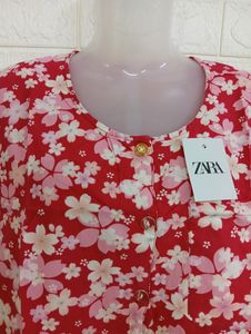 Red Floral Printed Top XL