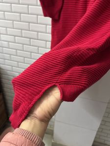 Red Knee Length Cardigan