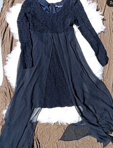 Black Net Dress With Side Wings