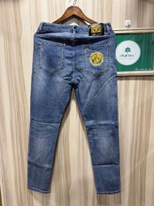 Versace Blue Washed Denim Jeans First Copy