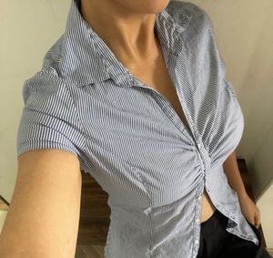 🌈Striped Short Sleeve Button-Up💕