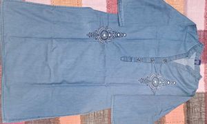 Denim Embroidered Top