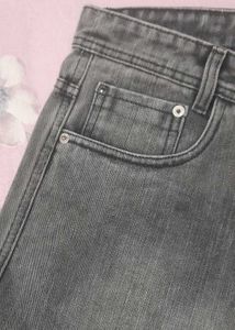 Grey Straight-Leg Denim Jeans