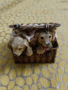 Adorable Basket of Puppy Figurines