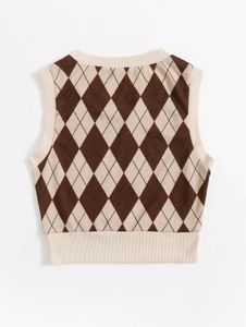 Brown &amp; Beige Argyle Sweater Vest – Vintage
