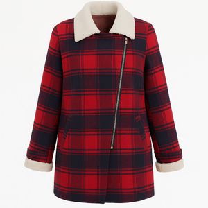 Red Plaid Sherpa Collar Jacket
