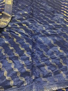 Elegant Navy &amp; Gold Saree