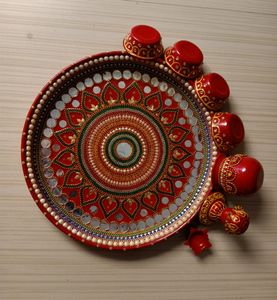 Heavy Decoration Stainless Steel Pooja Thali