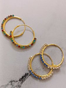 Combo Of Two Pairs Hoop Earrings with Colorful