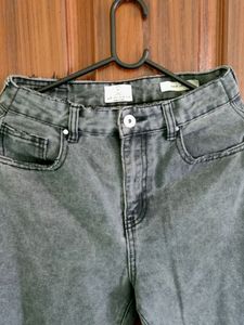 Greyish Black Straight Mom Fit Jeans