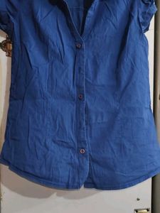 🎀Navy Blue Cotton Shirt For Woman