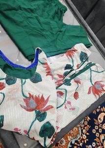 Party Wear 2piece Suit White And Green