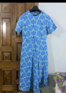 Blue Print Midi Dress