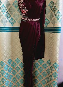 Deep Wine Ready To Wear Saree 42 Bust