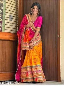 Bollywood stylish bandhni banarasi saree