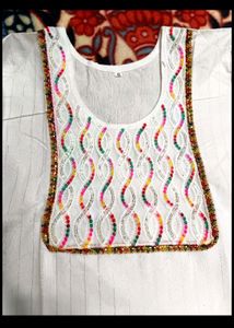 White Fancy Kurta Sets XL