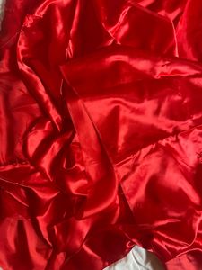 Red Satin Saree with black stretchable blouse