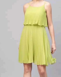 Lime Green Mini Dress With Spaghetti Straps