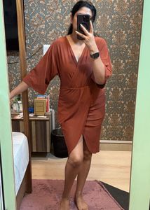 PrettyLittleThing Archer Tobacco Cape Midi Dress