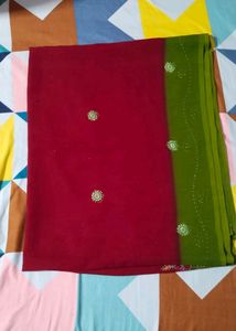 Women Beautiful Maroon Sareewith Blouse