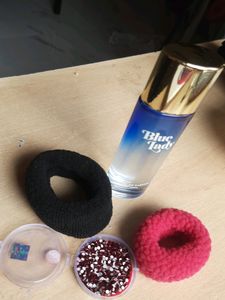 Combo Of Two New Hair Bands Small Red Bindis And New Perfume