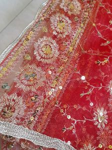 Red Embroidered Dupatta