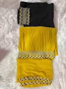 Elegant Mustard Embroidered Nayra Cut