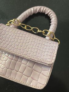 Lilac Croc-Embossed Mini Bag