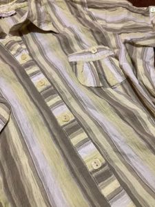 Striped Crinkled-Down Top