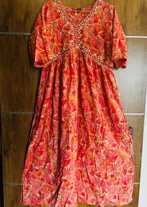 Aliyacut Kurti With Mirror Work Neck