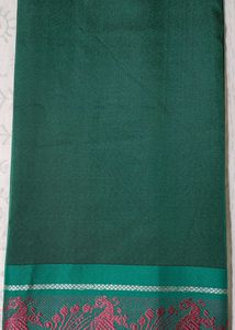 Green soft Saree with Peacock Border
