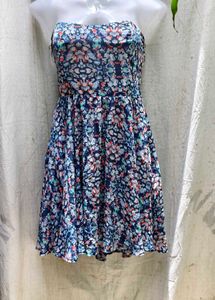 I. Floral Strapless Dress