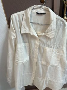 Next Ivory Metallic Stripe Shirt