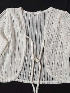 White Open Knit Cardigan