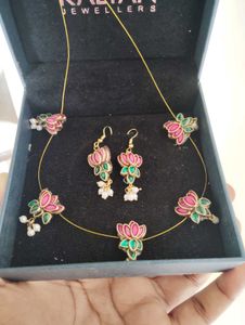 OfferLotus Pendant Kundan Invisible Chain Necklac
