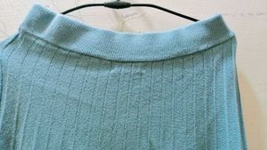 Pleated straight long woolen skirt