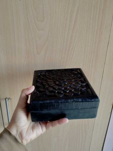 Black Floral Carved Wooden Box✅