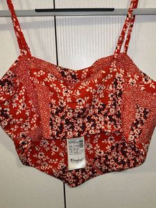 Tapered Red Printed Crop Top