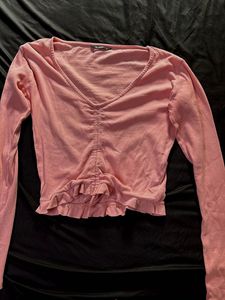 Pink Ruffle Long Sleeve Top