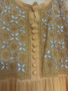 Embroidered Yellow Anarkali Dress