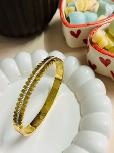 Gold &amp; Rhinestone Bangle Bracelet