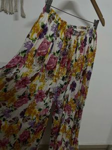 Multi Floral Print Pleated Palazzo