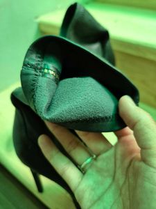 Black Leather Stiletto Sock Booties