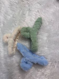 Pastel Fuzzy Claw Clip Set