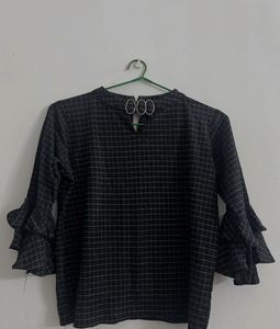 Checkered Bell Sleeve Top/ Vintage y2k inspired