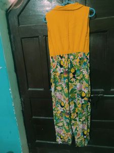 Yellow And Printed Jump Suit