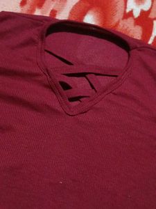 Maroon Crisscross Top