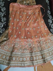 Peach Embroidered Lehenga Choli
